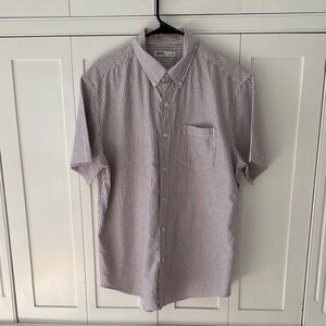 Sonoma Men's Casual Striped Button Down Shirt - Red and White